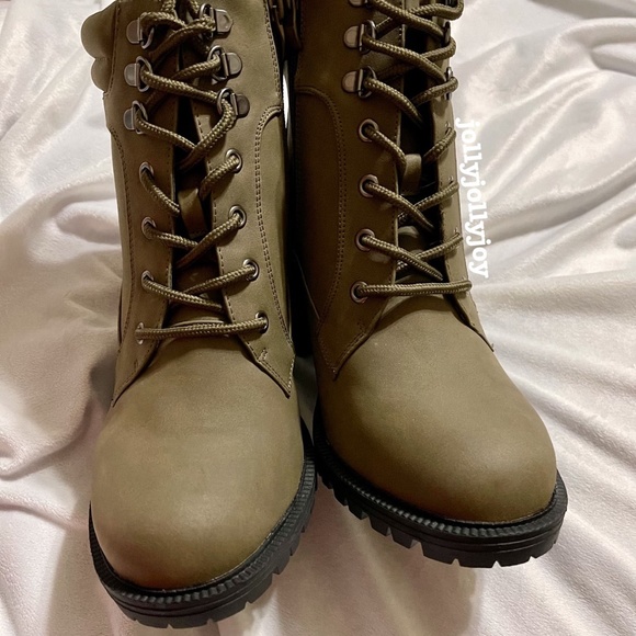 NWOT Torrid Olive Green Faux Leather Lace-Up Hiker Boot 9WW - Picture 4 of 15